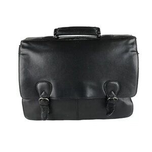 Kenneth Cole Unisex Black Leather Pockets Top Handle Briefcase/Document‎ Case